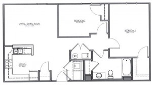2 Bedroom Apartment Floor Plan (The Clover)