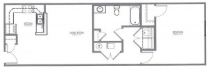 1 Bedroom Apartment Floor Plan (The Elm)
