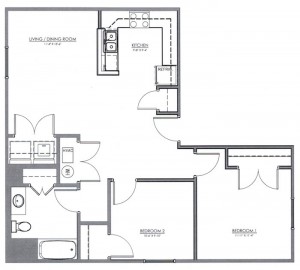 2 Bedroom Apartment Floor Plan (The Ivy)